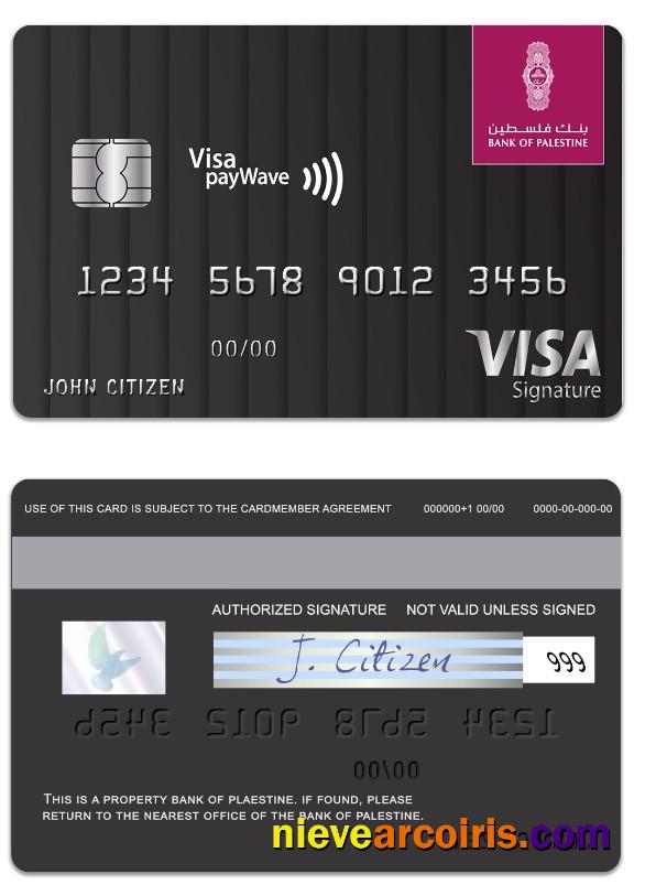 Palestine State  Bank of Palestine visa signature card
